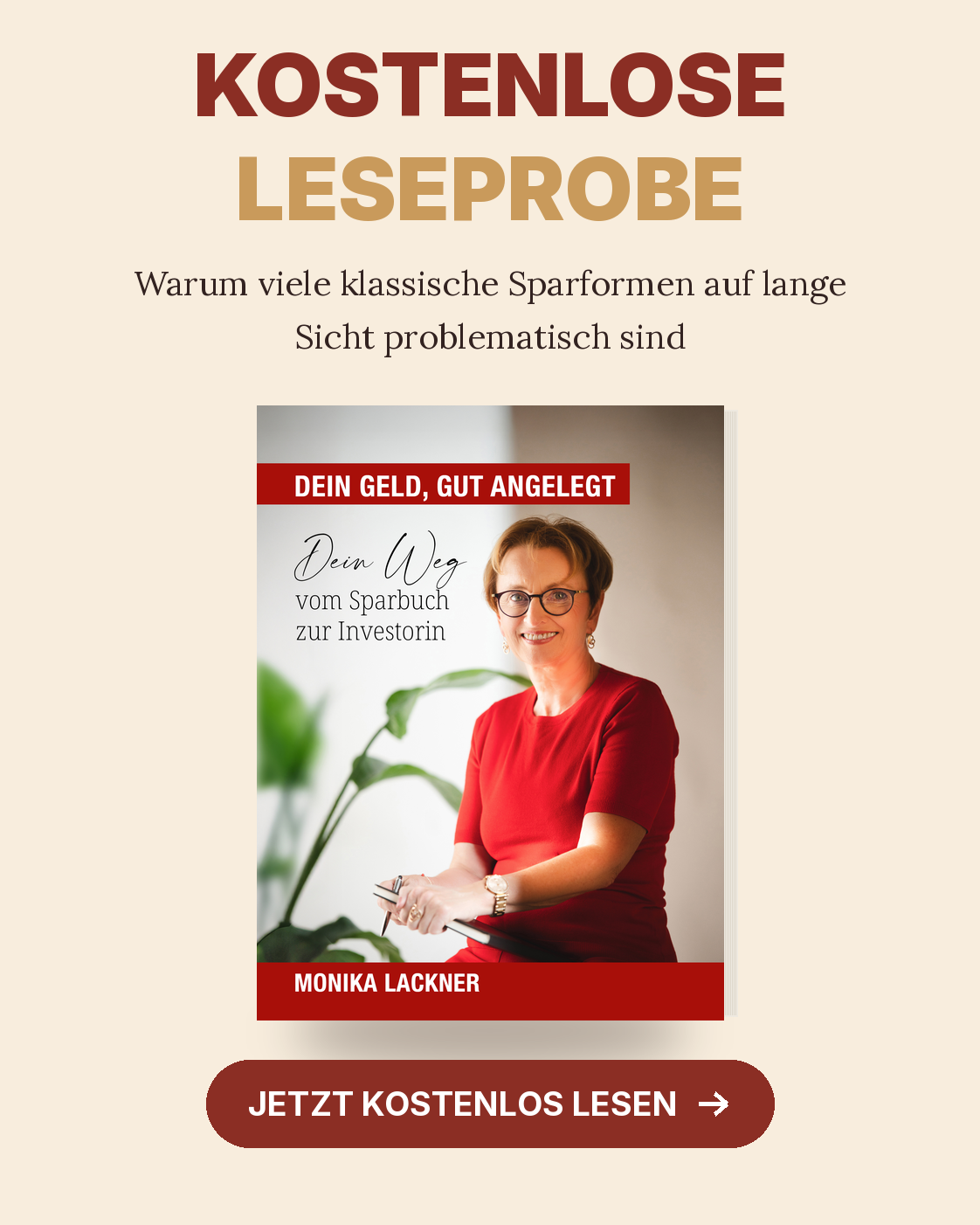 Buchcover Dein Geld, gut angelegt, mit Foto von Monika Lackner
